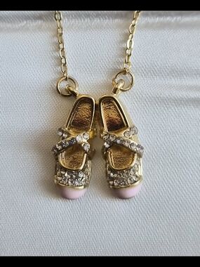 Gold Tone Ballet Pendant Necklace